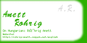 anett rohrig business card